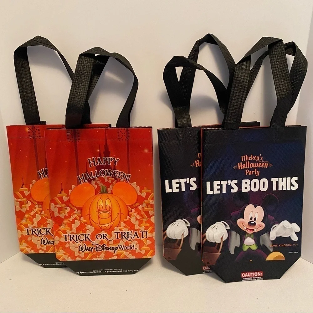 Walt Disney World Mickey's Halloween Party Small Trick Or Treat Bags Set of 4